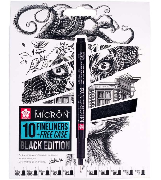   Sakura Black Edition - 10      Pigma Micron - 