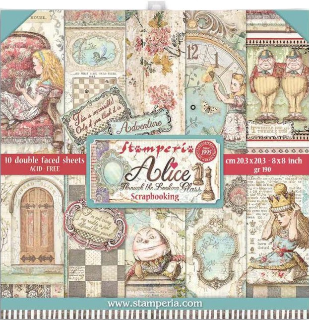    Stamperia -     - 10 , 20.3 x 20.3 cm   Alice - 