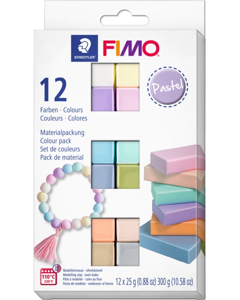   Fimo Pastel - 12 x 25 g - 