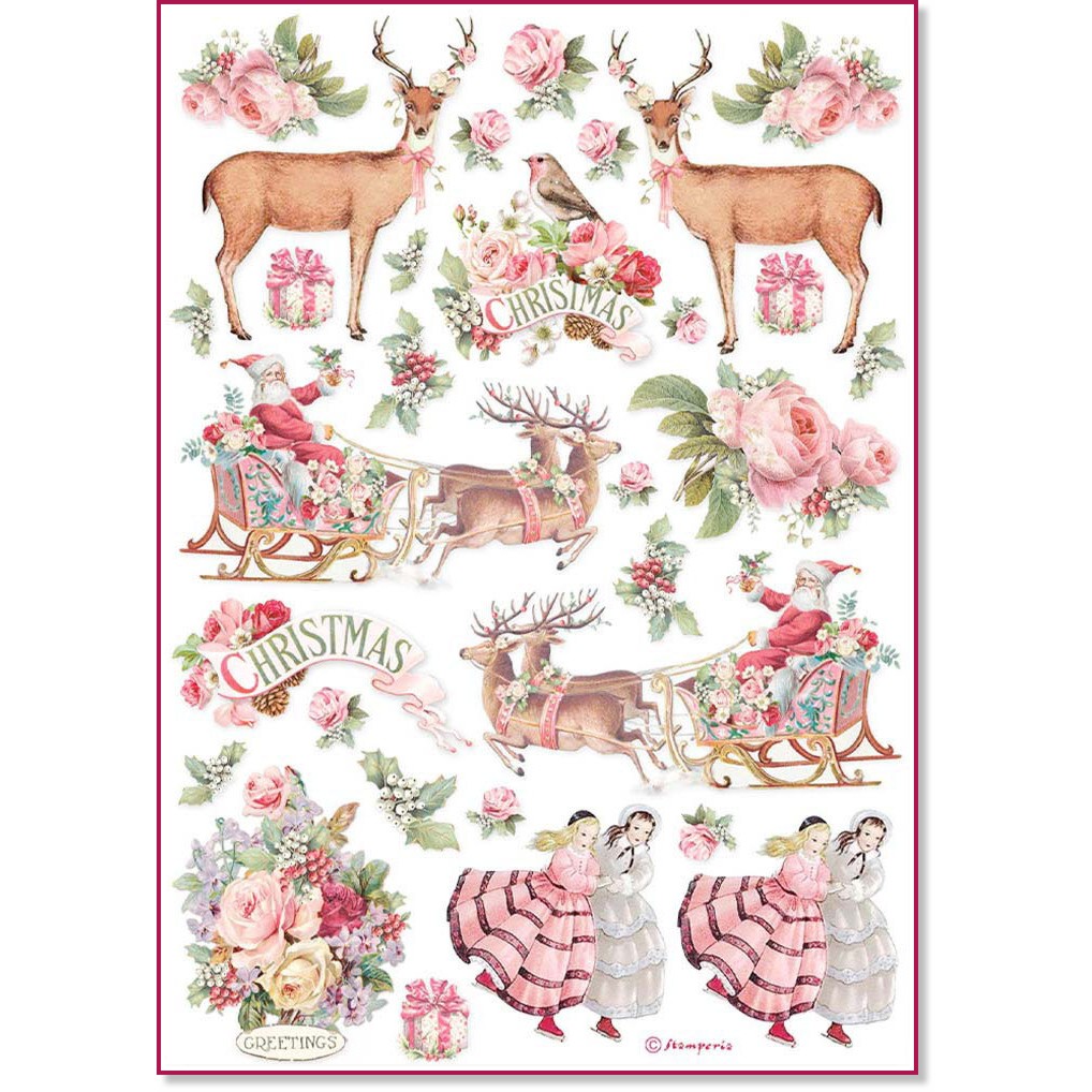   Stamperia -   - A4   Pink Christmas - 