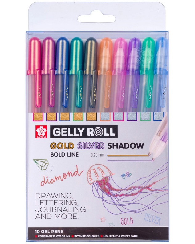   Sakura Shadow Gold and Silver - 10    Gelly Roll - 