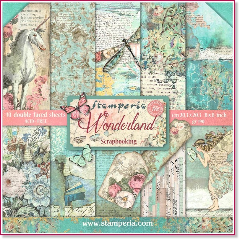    Stamperia -   - 10 , 20.3 x 20.3 cm   Wonderland - 