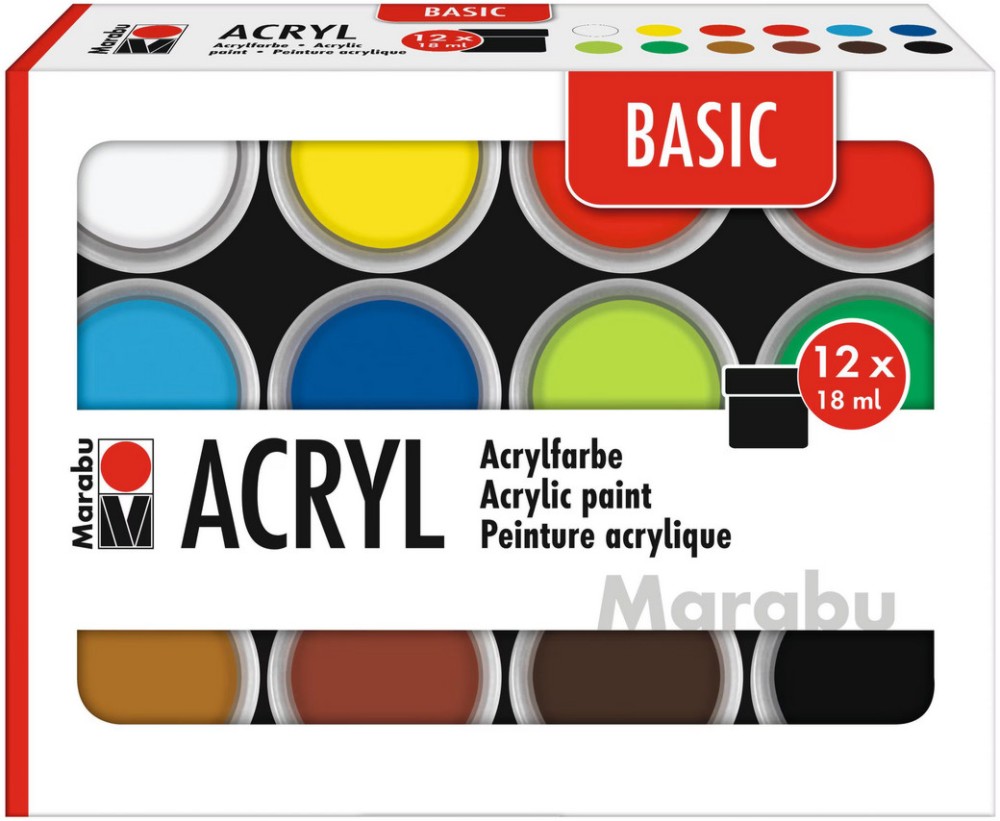   Marabu Basic Colors - 12  24  x 18 ml - 