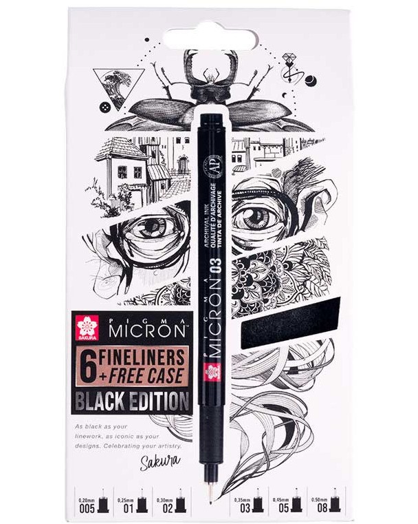   Sakura Black Edition - 6      Pigma Micron - 