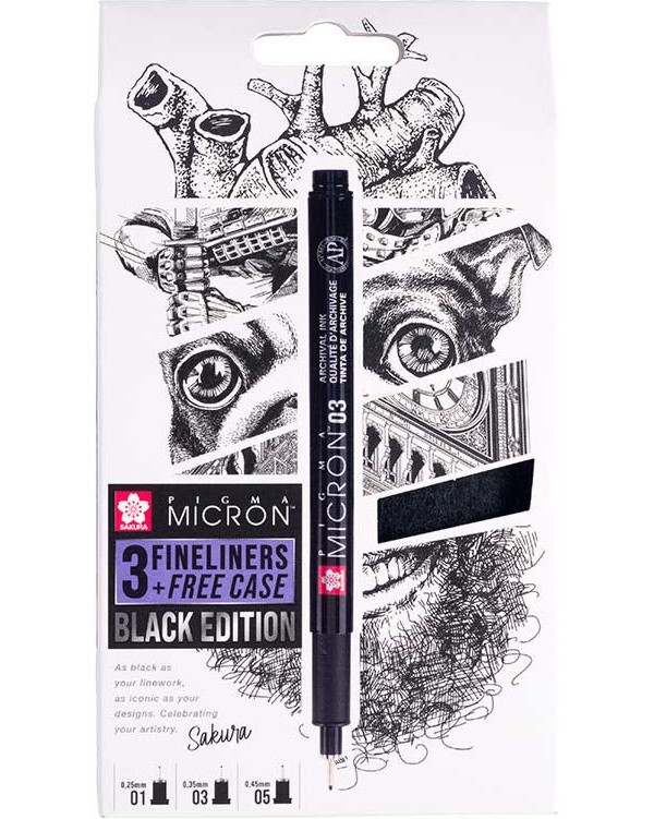   Sakura Black Edition - 3      Pigma Micron - 