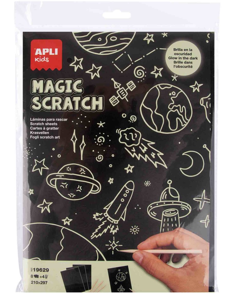    Apli Kids Magic Scratch Glow in the Dark - 8 , 4   - 