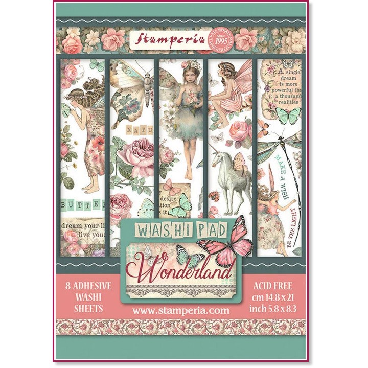    Stamperia Washi Pad -   - 8 ,  A5   Wonderland - 