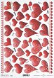 Декупажна хартия ITD Collection - Червени сърца - A4 -
