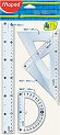 Чертожни инструменти Maped - Линия, 2 триъгълника и транспортир от серията Essentials -