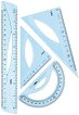 Чертожни инструменти Deli Woove - Комплект от линия 20 cm, 2 триъгълника и транспортир -